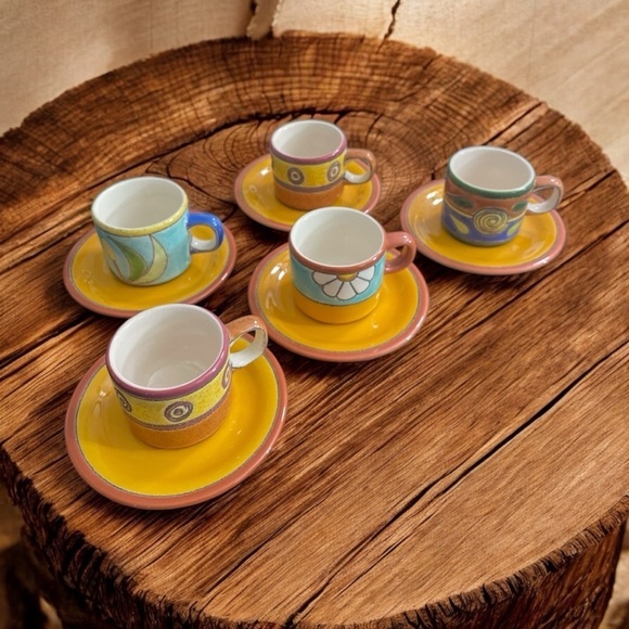 Vintage Modern Vega hand-painted espresso, teacup saucer made in Ecuador. - Picture 2 of 9